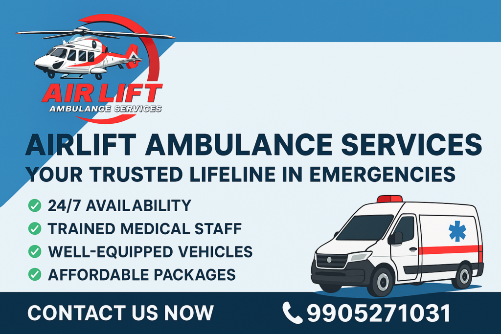 Air ambulance taking off for emergency in Lucknow