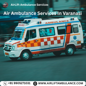 Road ambulance service with professional medical team in Varanasi providing emergency care